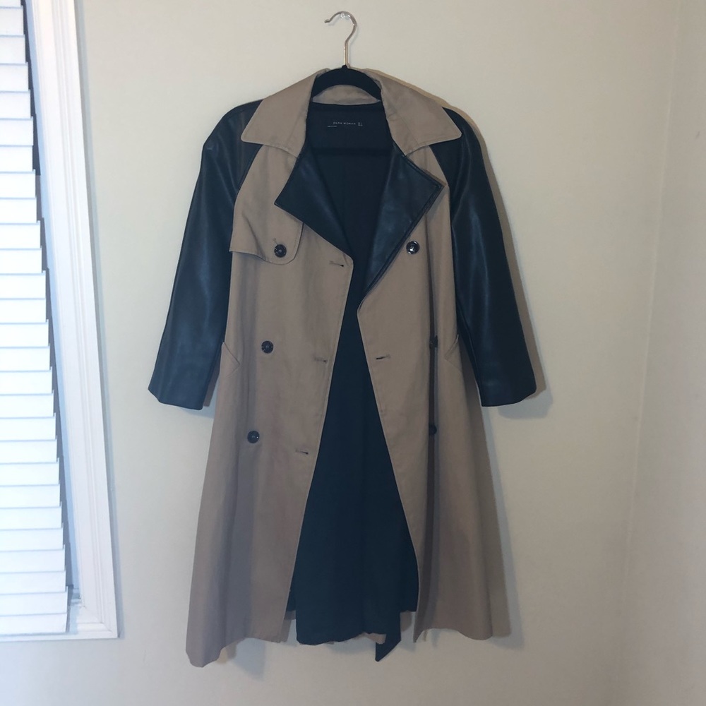 Zara Canvas Pleather Trench Coat